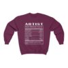 Artist Nutritional Facts Unisex Sweatshirt