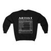 Artist Nutritional Facts Unisex Sweatshirt - Image 2
