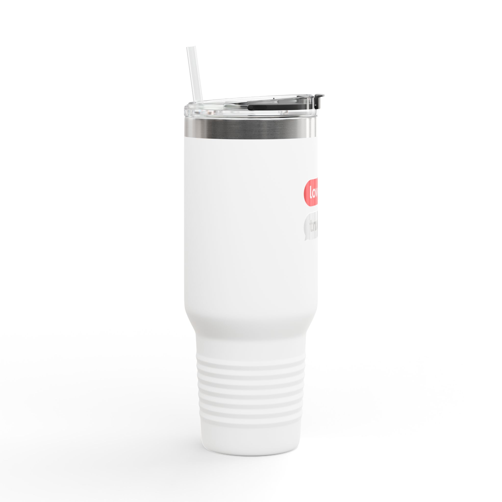 40oz Insulated Travel Mug — 'love you. tnx.' Text Message Design - Image 5