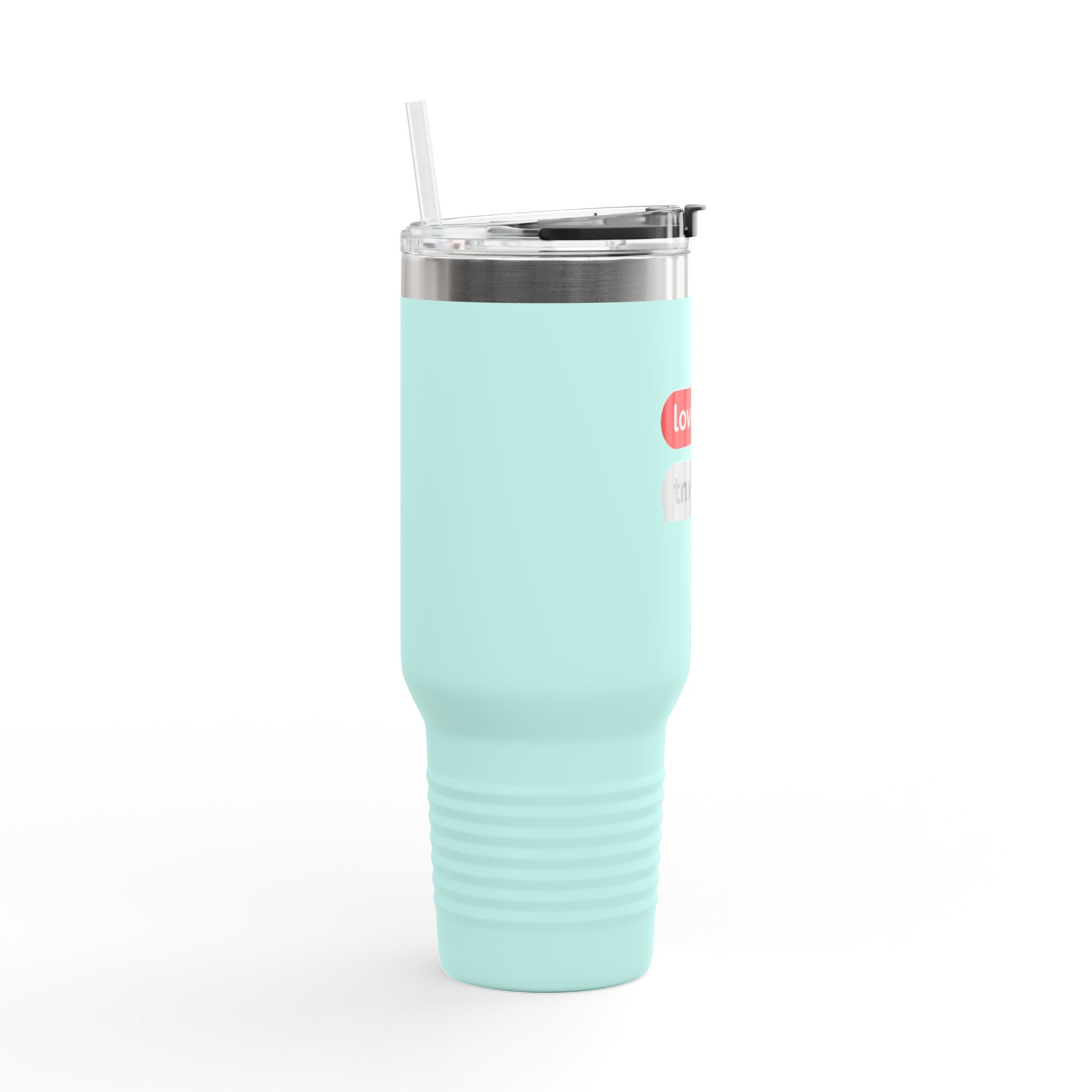 40oz Insulated Travel Mug — 'love you. tnx.' Text Message Design - Image 25