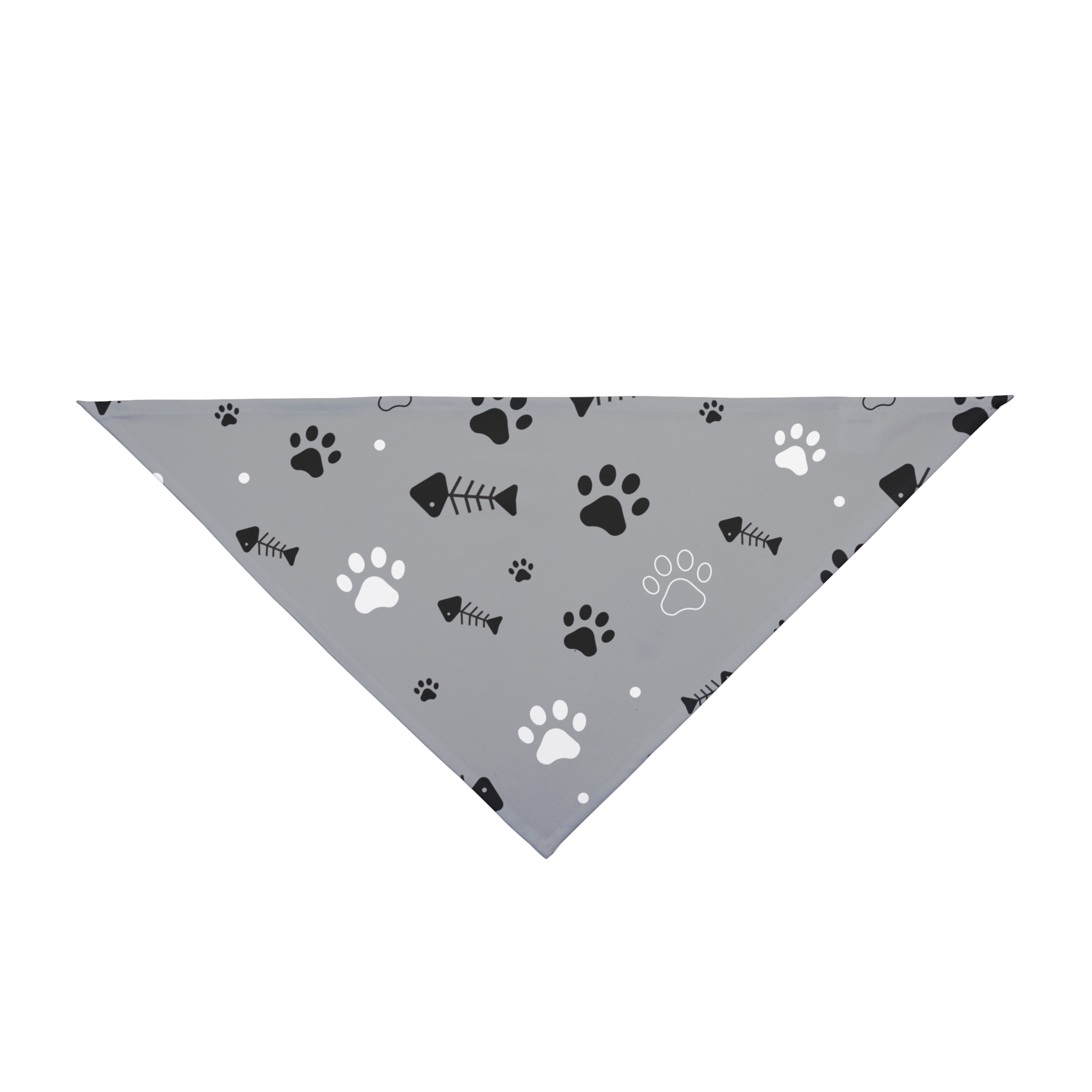 Gray Paw Print Pet Bandana - Fishbone & Paw Pattern Dog Scarf - Image 7