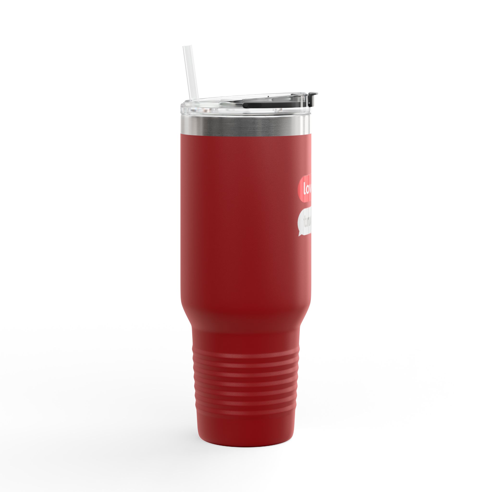 40oz Insulated Travel Mug — 'love you. tnx.' Text Message Design - Image 9
