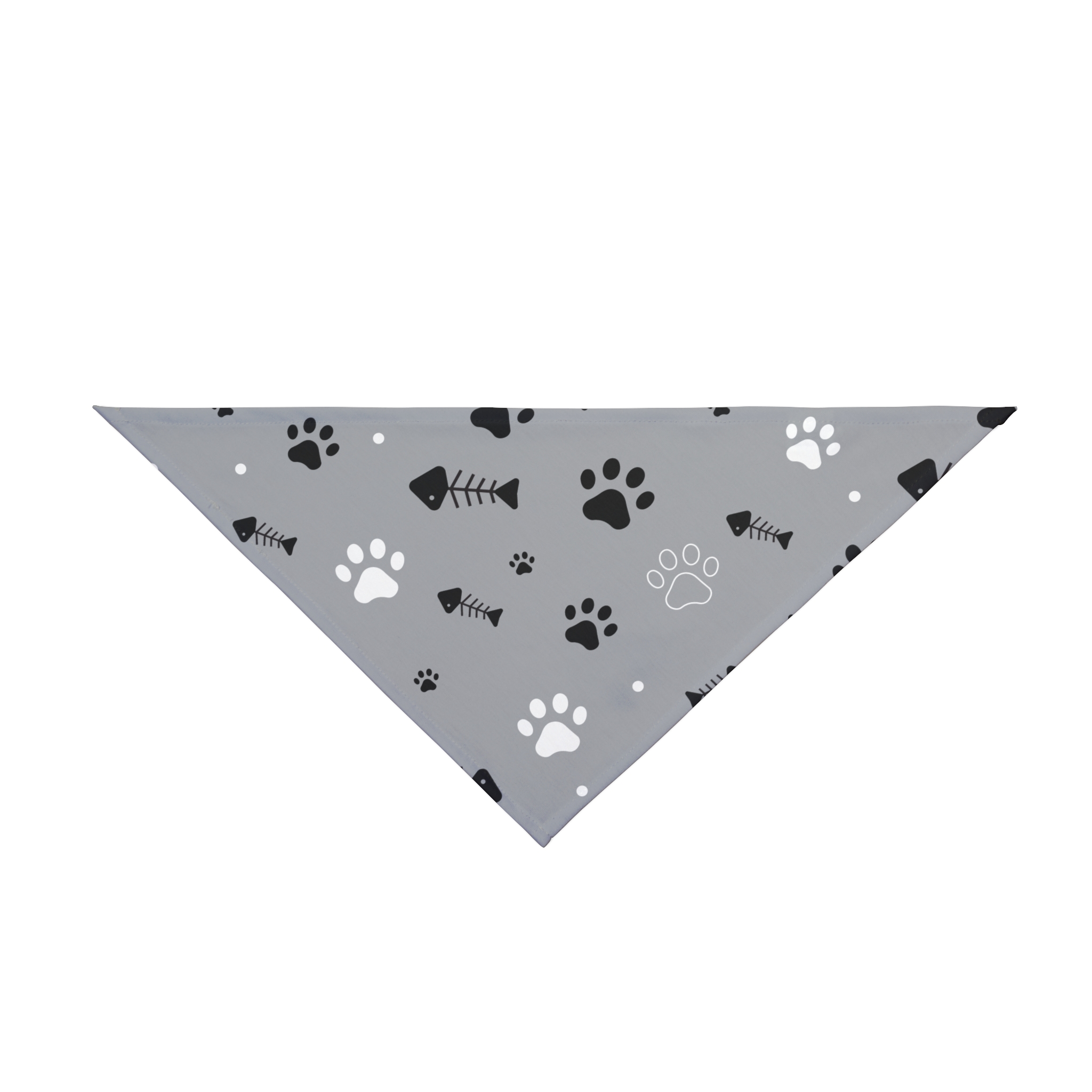Gray Paw Print Pet Bandana - Fishbone & Paw Pattern Dog Scarf - Image 3