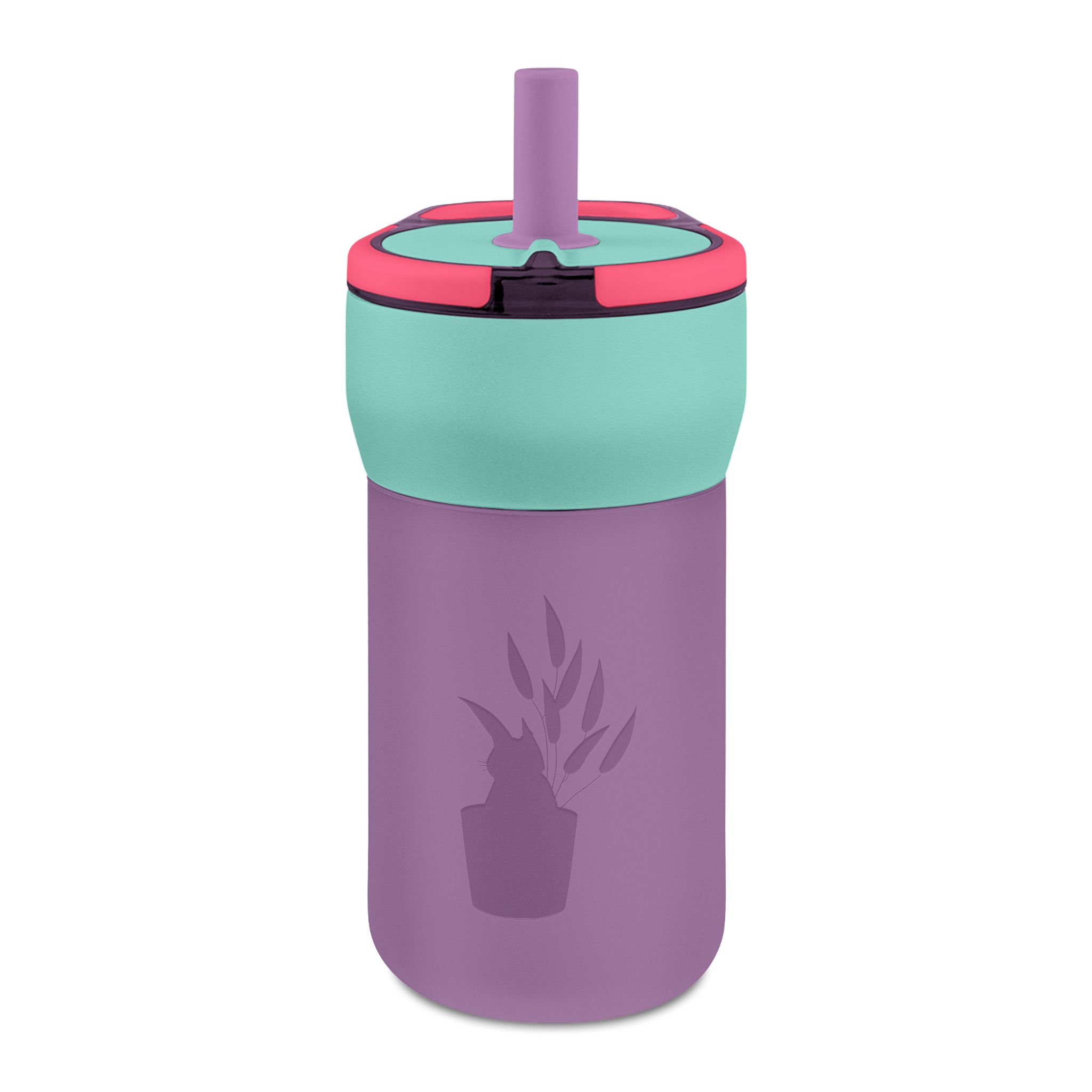 12oz Engraved Kids Leakproof Straw Tumbler – Cute Plant Design, BPA-Free Travel Cup for School & Gifts
