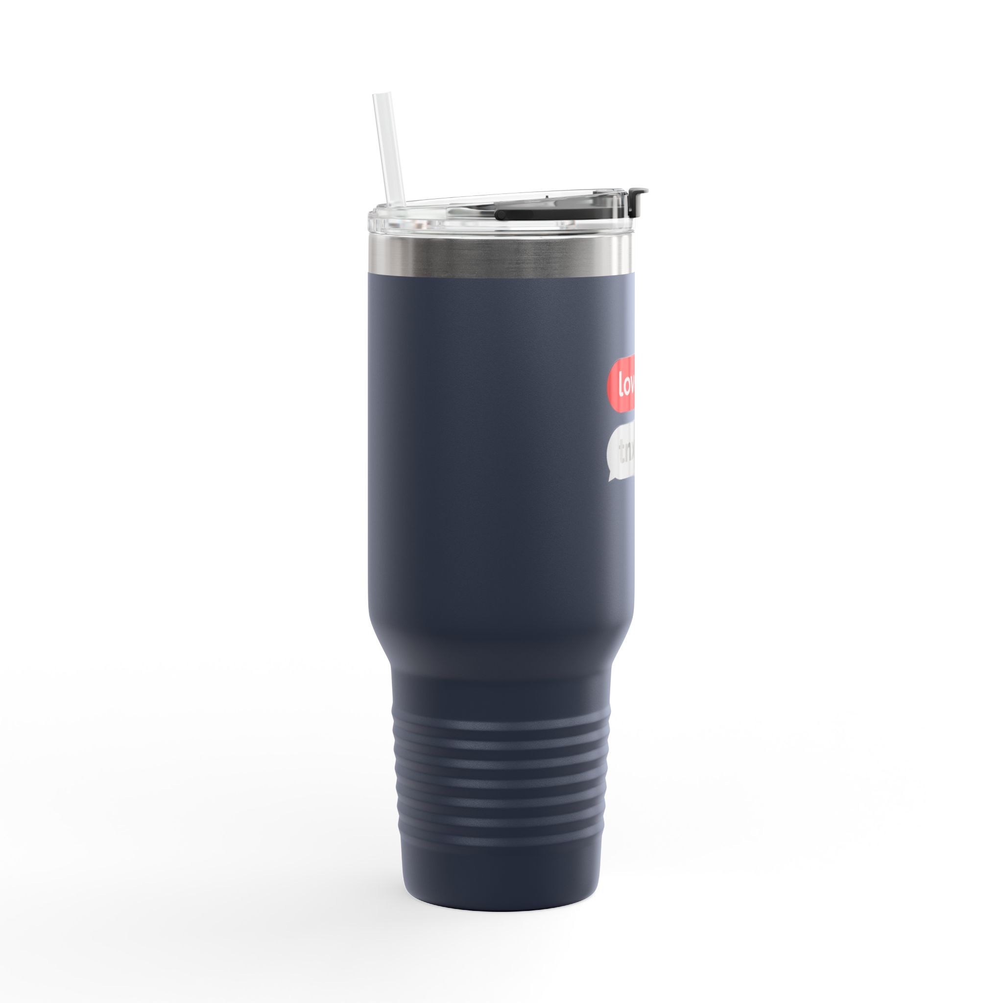 40oz Insulated Travel Mug — 'love you. tnx.' Text Message Design - Image 2