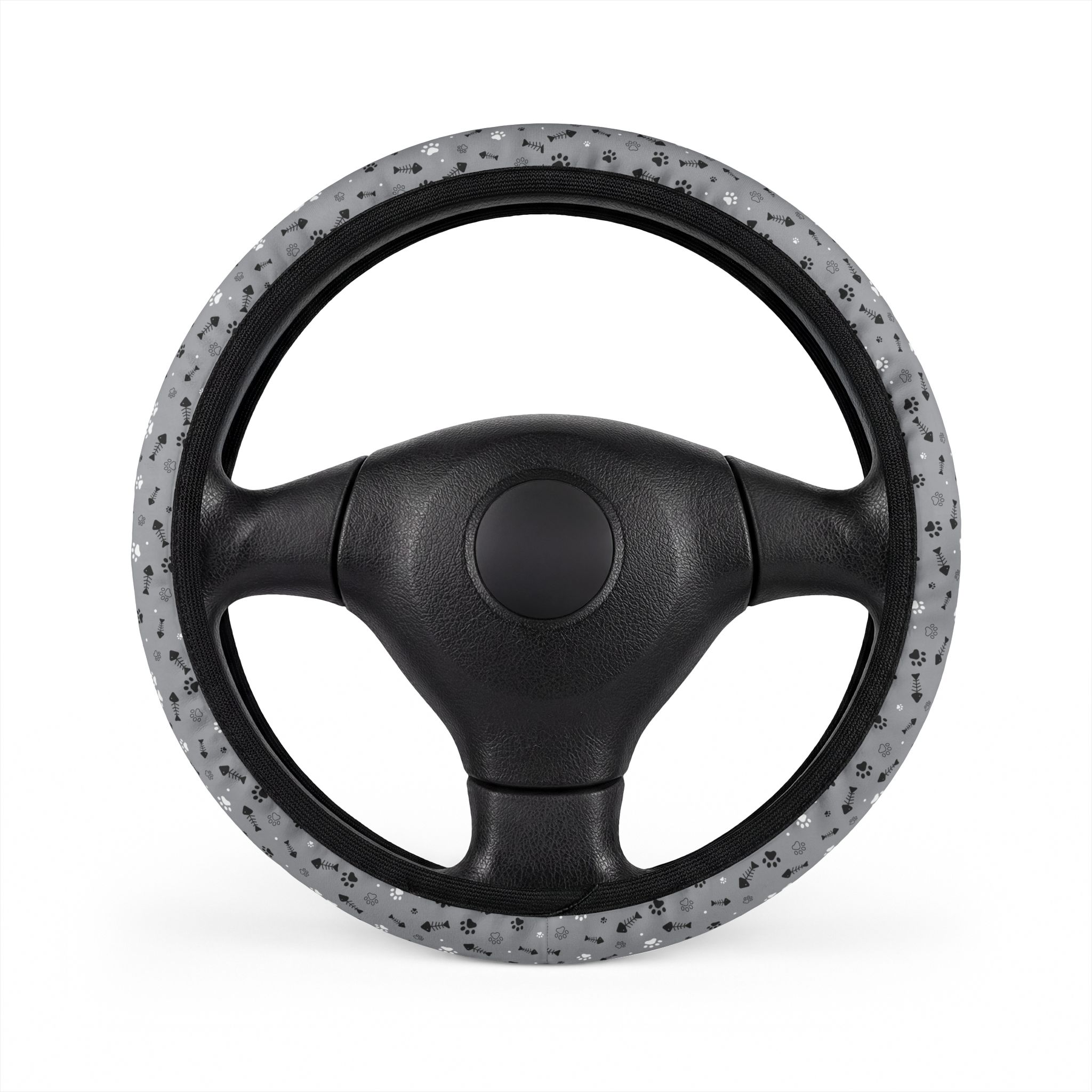 Speckled Gray Steering Wheel Cover — Non-Slip Comfort Grip