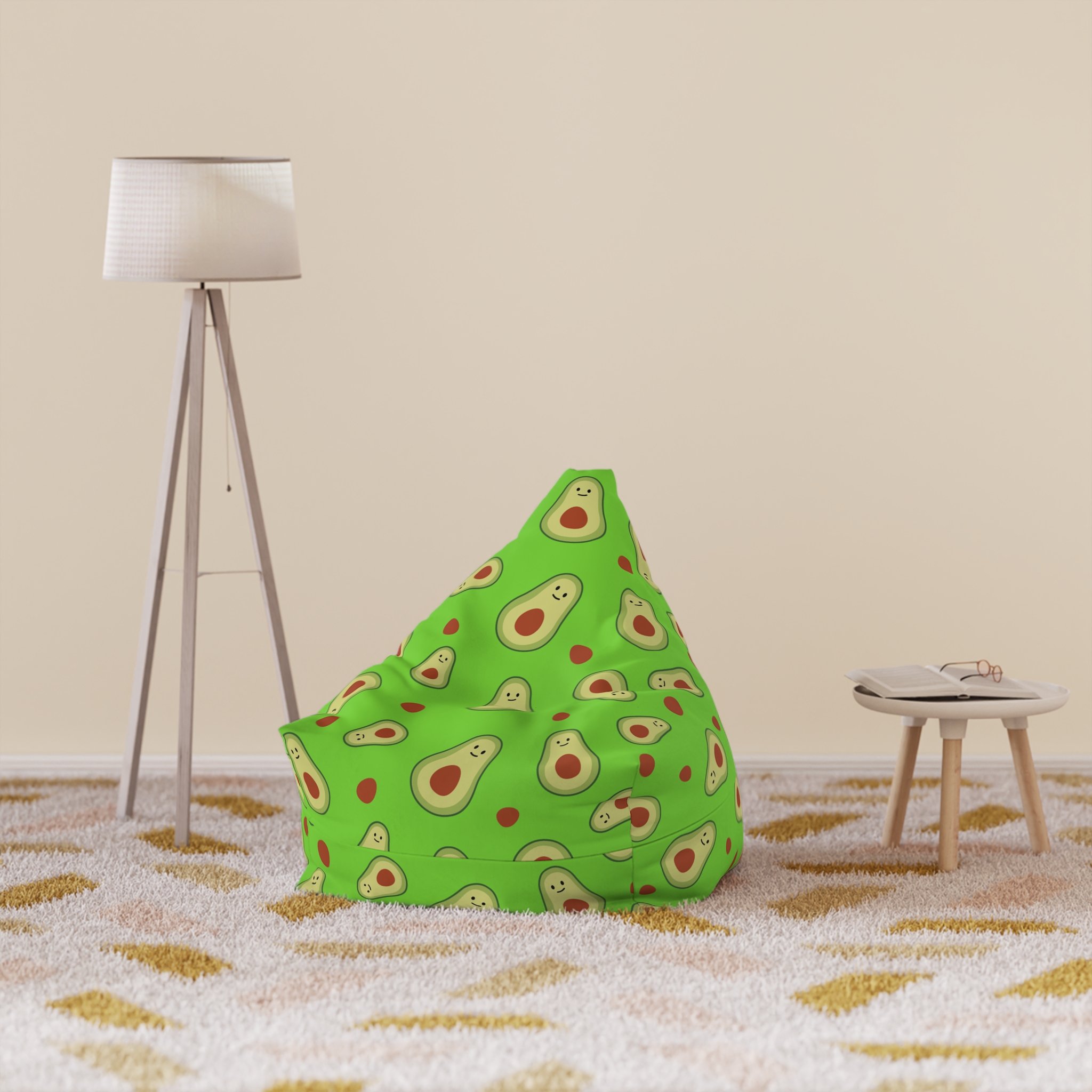Avocado Pattern Bean Bag Cover — Fun Green Kids & Teen Lounge Chair Slipcover - Image 6