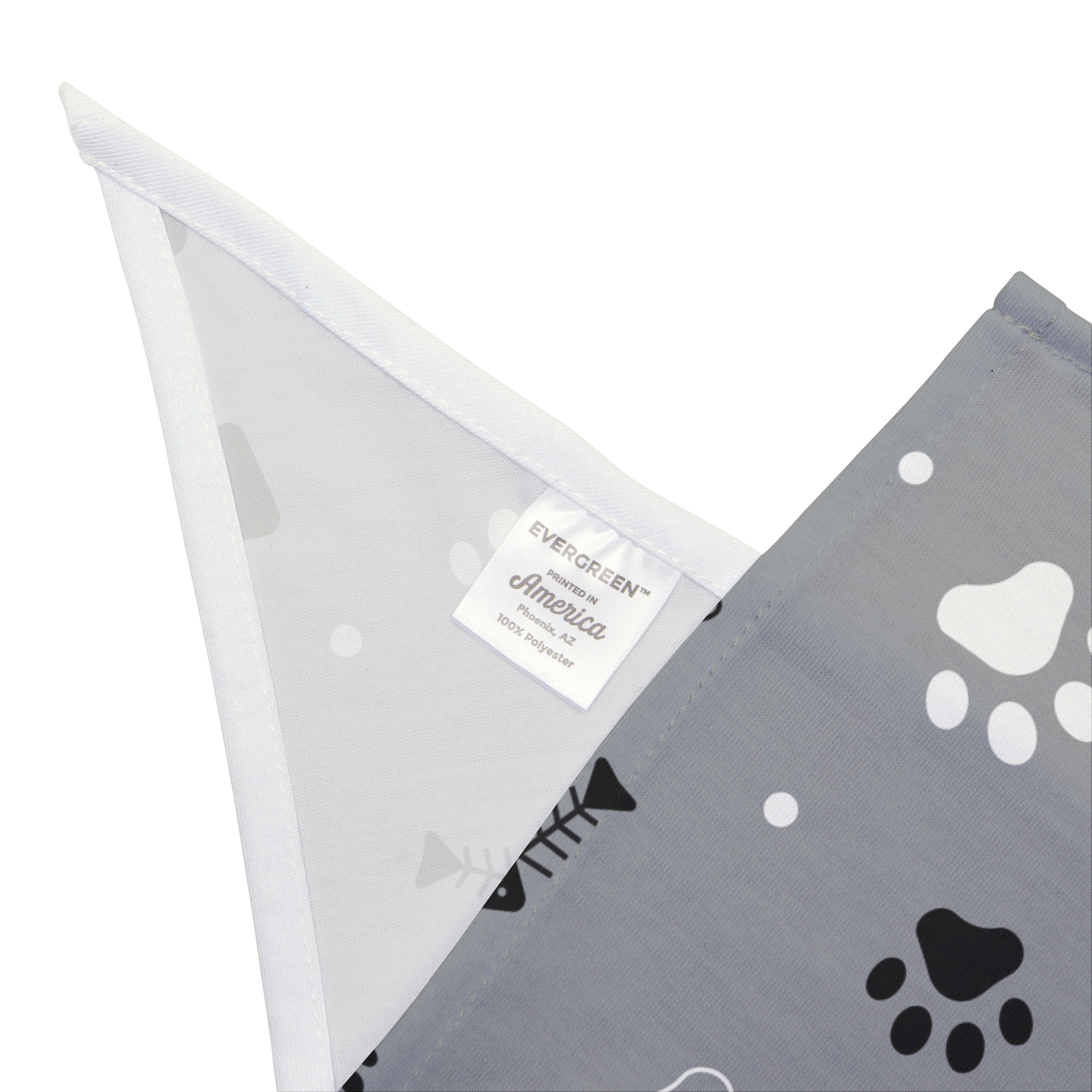 Gray Paw Print Pet Bandana - Fishbone & Paw Pattern Dog Scarf - Image 9