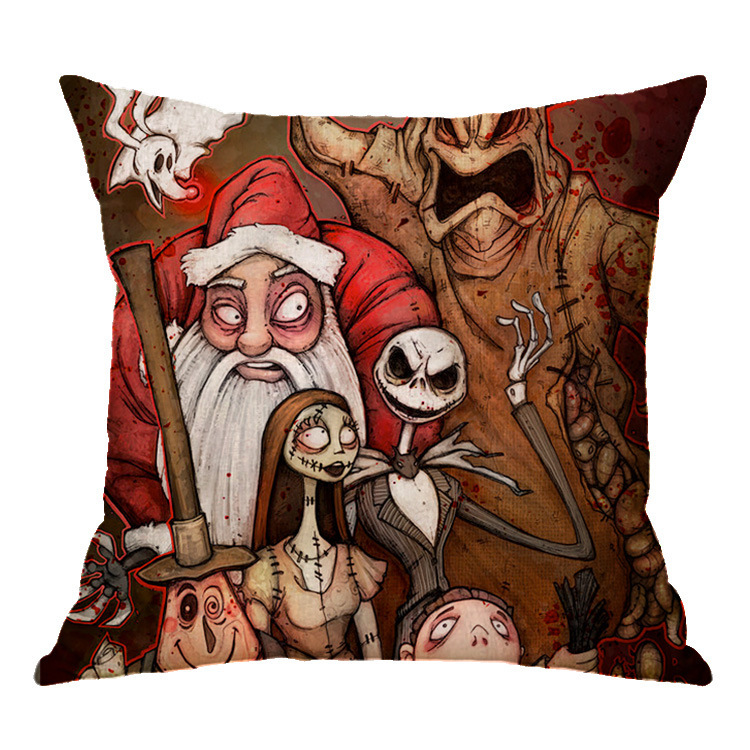 Linen Skull Halloween Pillow Cover - Image 3