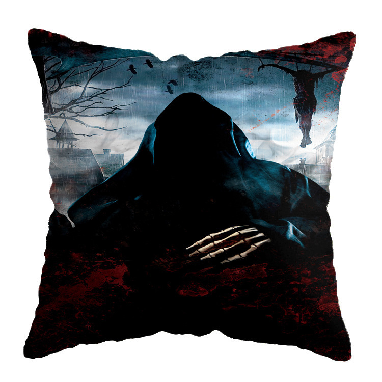 Linen Skull Halloween Pillow Cover - Image 7