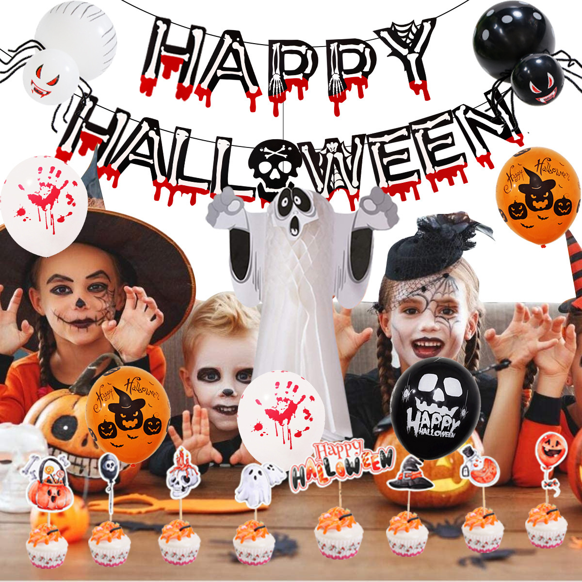Halloween Balloon Set Blood Color Banner Ghost Package Ghost Festival Party Decoration - Image 7