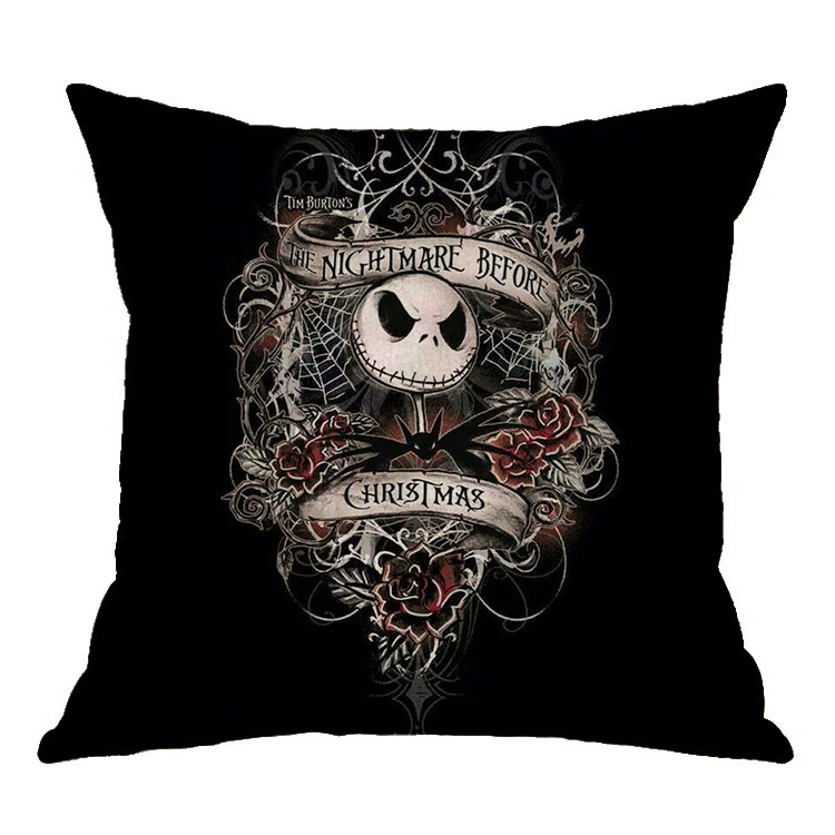 Linen Skull Halloween Pillow Cover - Image 4