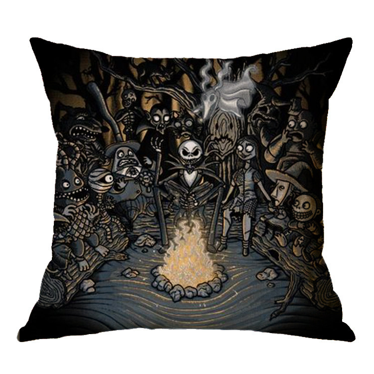 Linen Skull Halloween Pillow Cover - Image 10
